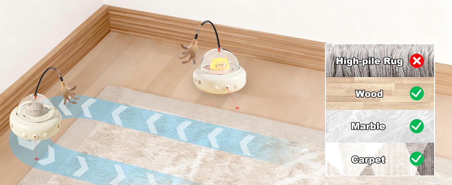 Automatic obstacle avoidance cat laser toy, 2-in-1 interactive cat toy, laser and feather cat teaser, USB rechargeable laser cat toy, perfect gift for bored indoor adult cats/kittens, detachable mint ball.