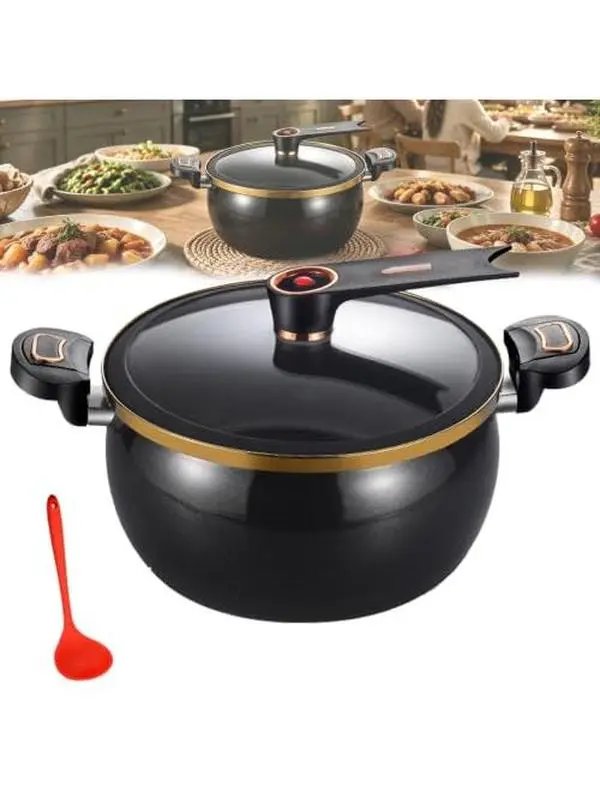 Large Capacity Micro Pressure Cooker 8.45Qt Nonstick Cooking Pot Fast Cooking Kitchen Cookware with Safety Valve Glass Lid for Gas Stovetop