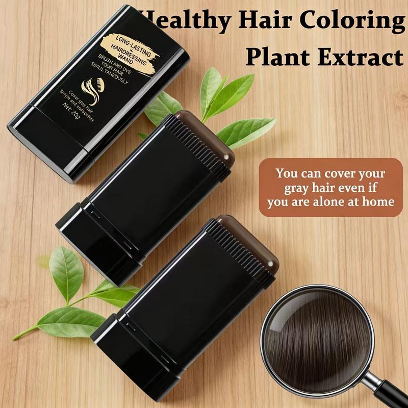 2 in 1 Instant Hair Color Stick, Waterproof and Sweat Proof Hair Dye Stick, Portable 3 Color Touch-Up Hair Sticks With Comb for Women Men