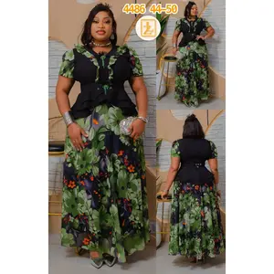 Luxury Green Floral Skirt and Blouse Outfit | Occasion Wear