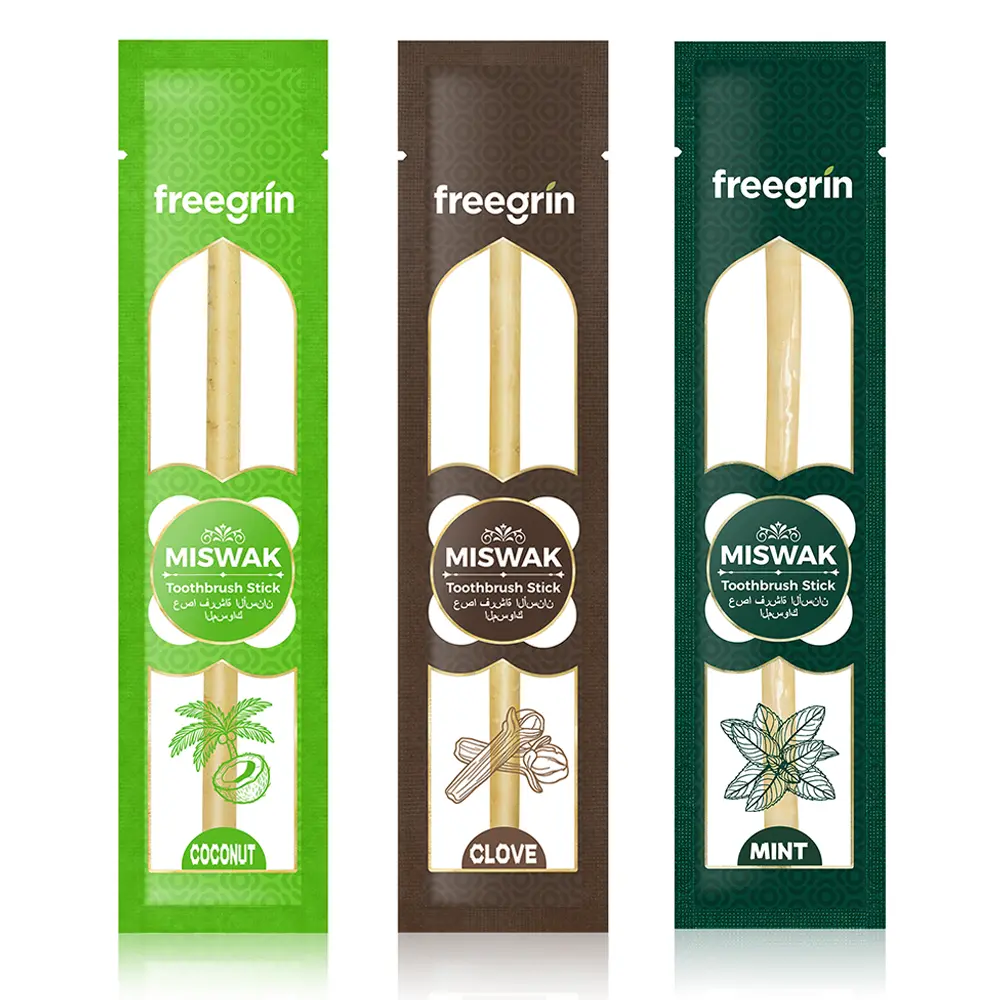 Freegrin Natural Miswak Toothbrush Sticks | 3 Flavors (Mint, Clove, Coconut) | 1/3/6/12 Pack Options | Organic Teeth Whitening & Fresh Breath oral
