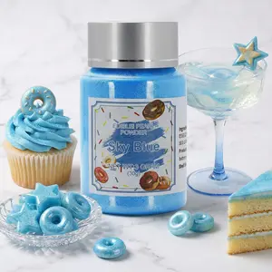 Edible Luster Dust, 30 Grams Food Grade Sky blue Cake Dust Metallic Shimmer Christmas Food Coloring Powder for Cake Decorating, Baking, Fondant, Gumpaste, Chocolate, Candy, Drinks, Cookies -Sky blue