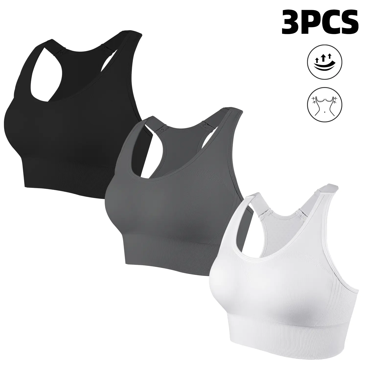 3PCS-Black-White-Gray