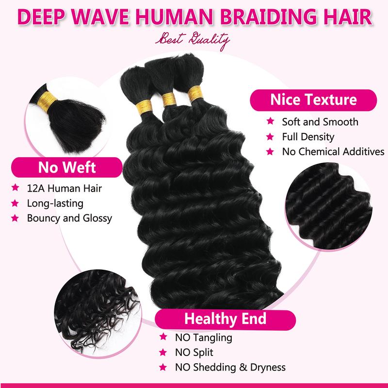 100% Real Human Hair Braiding Hair Deep Wave Bohemian Deep Wave Bulk 100% Human Braiding Hair for Boho Braids Wet and Wavy Boho Knotless Braids Hair Extensions No Weft Natural Color 100% Real Human Hair Braiding Hair Deep Wave Bohemian Deep Wave Bulk 100% Human Braiding Hair for Boho Braids Wet and Wavy Boho Knotless Braids Hair Extensions No Weft Natural Color