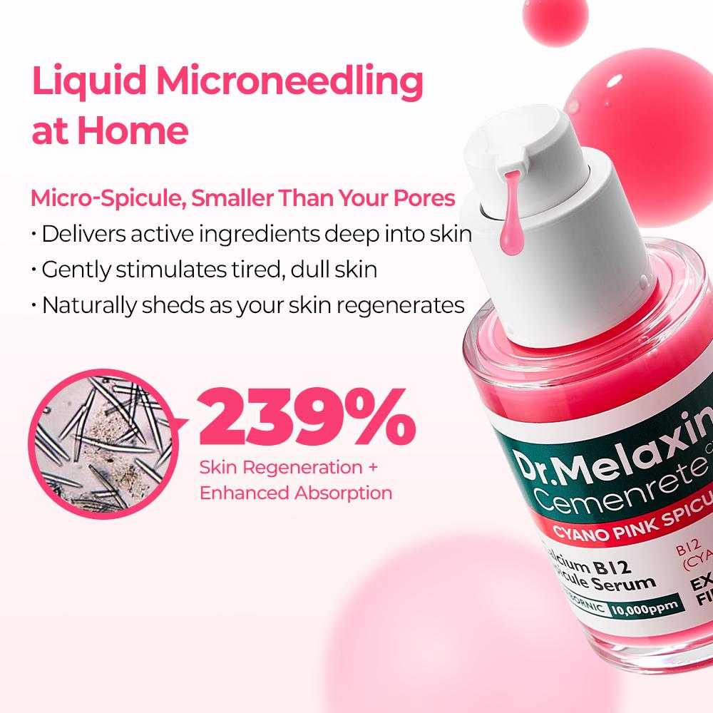 [Dr.Melaxin Official] Cemenrete Cyano Pink Spicule Serum | Pore tightening, Brightening, Moisturizing, Wrinkles | Korean Cosmetics | 1.01 fl.oz.