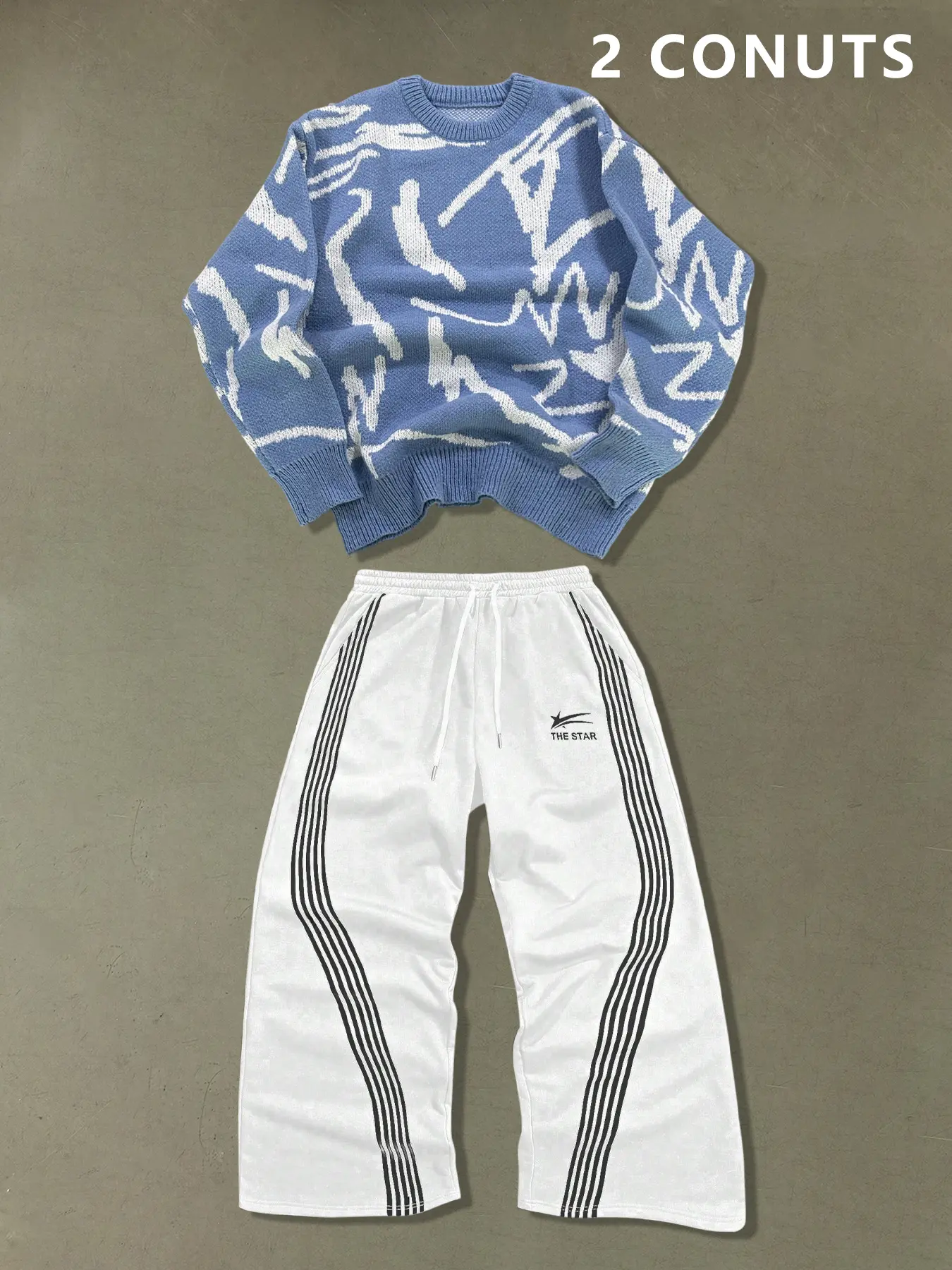 TikMen Autumn Winter Thick Long Sleeve Sweater Top with Casual Striped Sweatpants, Warm Streetwear, Loose Fit, Unisex, Daily Wear, Must-Have Outfit, matching clothing set, Clothes