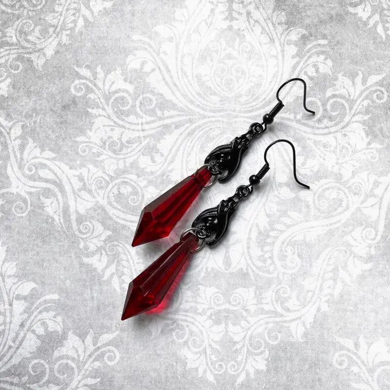 Gothic Vampire Bat Earrings For Women Girls Red Teardrop Earrings Mystery Witch Jewelry Accessories Gifts Black Crystal Earrings mystery jew lery girl