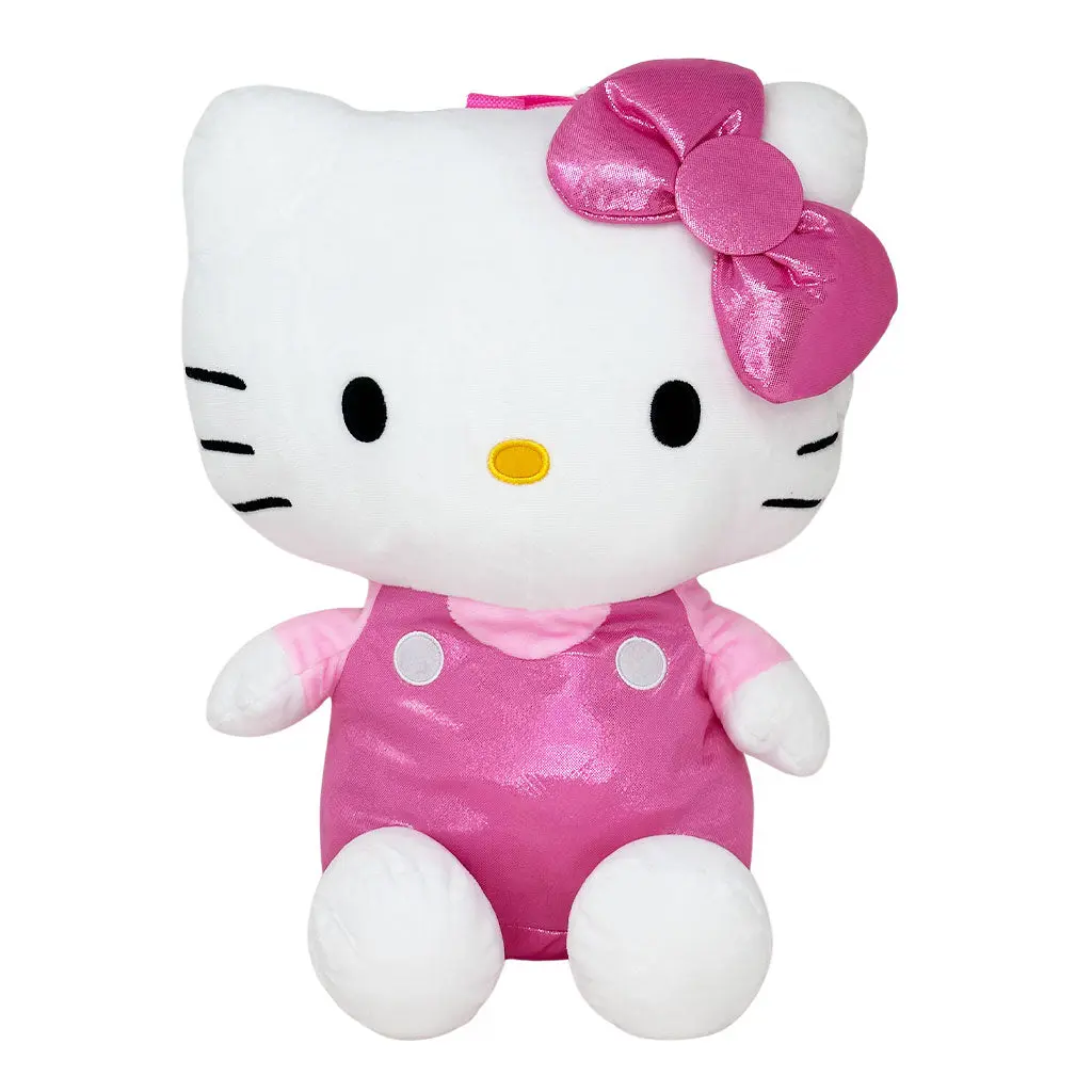 Fast Forward Sanrio Hello Kitty 20" Sweet Plush Daypack, Metallic Cartoon Character Backpack with Zip Pocket, Figure, Top Handle, Basic, Adjustable Straps, Classic