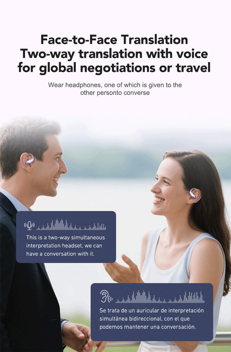 Miniso MS200-AI Translation Earphones, Bluetooth 6.0, high-fidelity wireless earphones, IPX5 waterproof rating, noise-canceling microphone, stereo in-ear headphones, built-in microphone