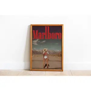 [Sale Up To 60%] - Free Ship. Unframed - Vintage Cigarette Western Poster Print Retro Marlboro Print Vintage Marlboro Art Print Marlboro Model Bikini Poster Preppy Posters (No Frame)