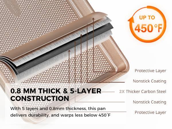 [BF&CM]HONGBAKE Diamond-Texture Baking Sheet Pan Set, Non-Stick Cookie Sheets, Teflon-Free Heavy Duty Bakeware - 3 Sizes, Baker, Pink Kitchenware Cooking