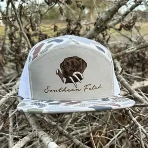 Antler Camo Trucker Hat | Embroidered Deer Antler Snapback | Hunting Style Flat Bill Cap | Outdoor Camouflage Hat