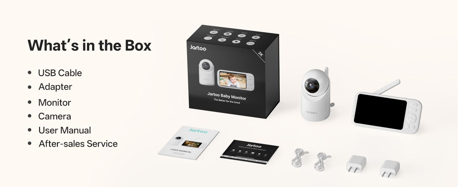 Jartoo 2K 5.5" Video Baby Monitor with Camera and Audio,AI Cry Detect 1860ft Long Range Baby Monitor No WiFi Baby Camera Wireless,Clear Night Vision,ANC, 2-Way Talk,White Noise,6000mAh