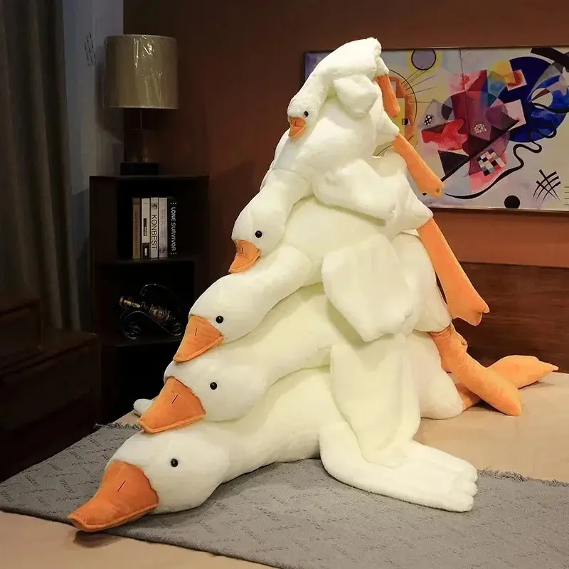 Giant Stuffed White Goose Toy, 50-190cm Kawaii Plush Cushion Pillow, Soft Furry Collectibles, Cuddly Doll Gift for Kids, Stuffed Animal Gifts for Birthdays