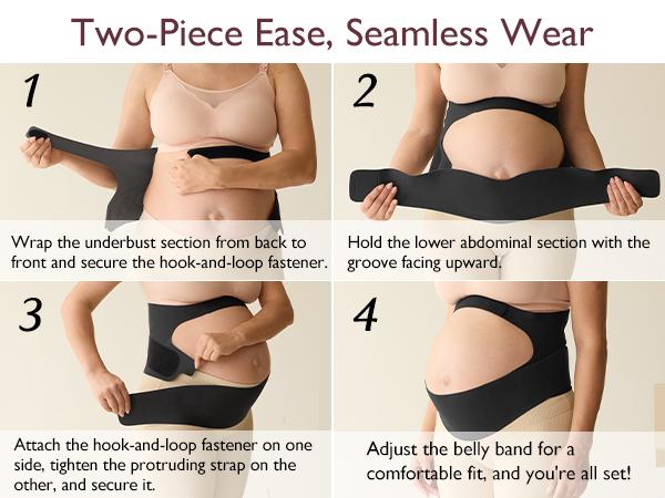 Momcozy Pregnancy Belly Band YB001 & YB002, CozySupport Ergonest Maternity Belly Band, Invisible Pregnancy Belt for Back, Abdomen, Waist,A