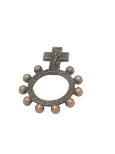 Crucifix Finger Rosary Ring Bronze