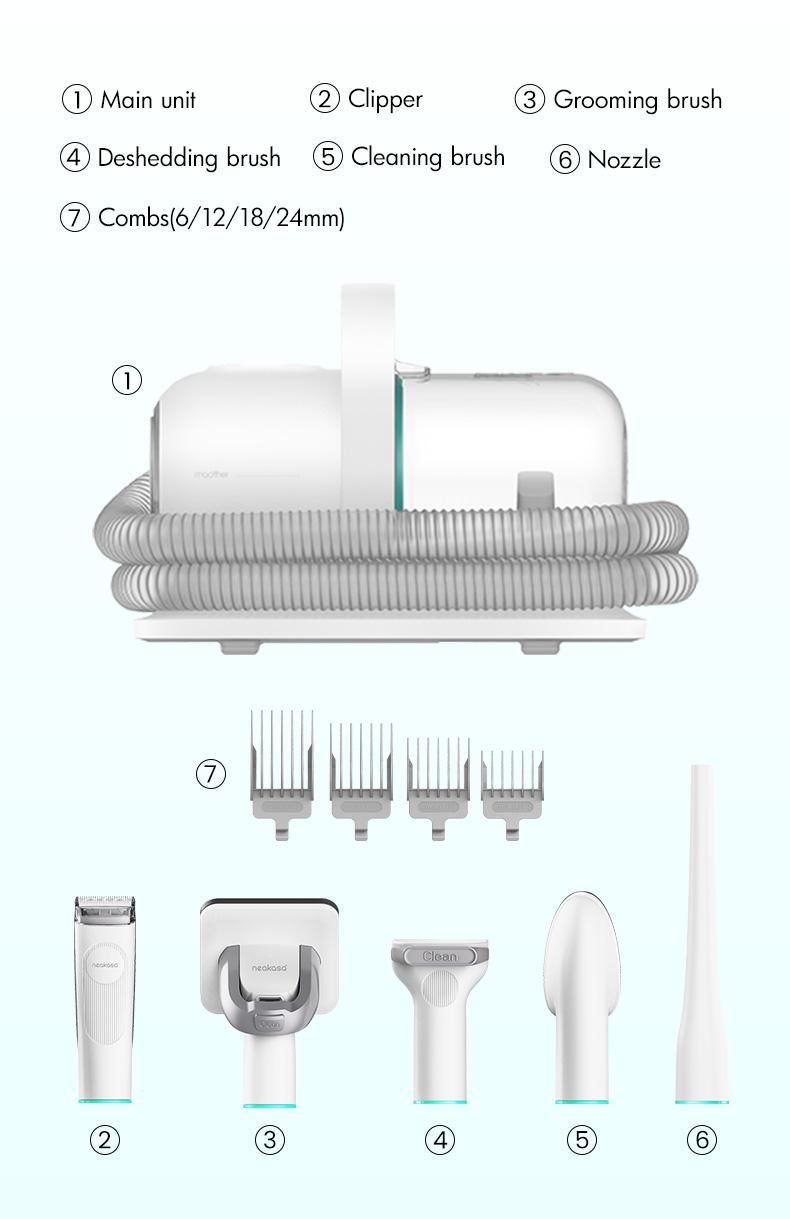 Neakasa P1 Pro Pet Grooming Kit & Vacuum Suction 99% Pet Hair with 5 Professional Grooming Shedding Tools for Dogs Cats and Other Animals