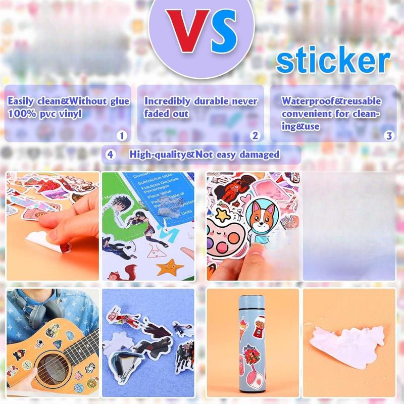 600 PCS Stickers Pack Cute Colorful Waterproof Vinyl Art Stickers for Water Bottles Skateboards Notebooks Laptops Teens Girls Kids Adults High-Quality PVC Adhesive Strong Non-Toxic Dishwasher Safe Decorative Stickers