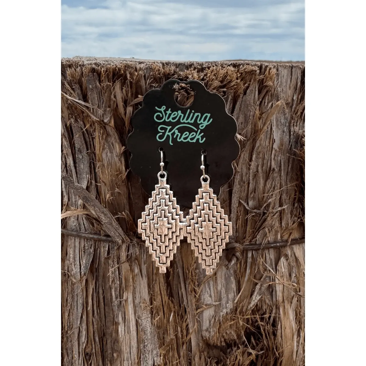 Women's Sterling Silver Aztec Statement Earrings - Ethnic Costume Jewelry, Fashion Accessory for Fashion-Forward Individuals, Aztec Motif