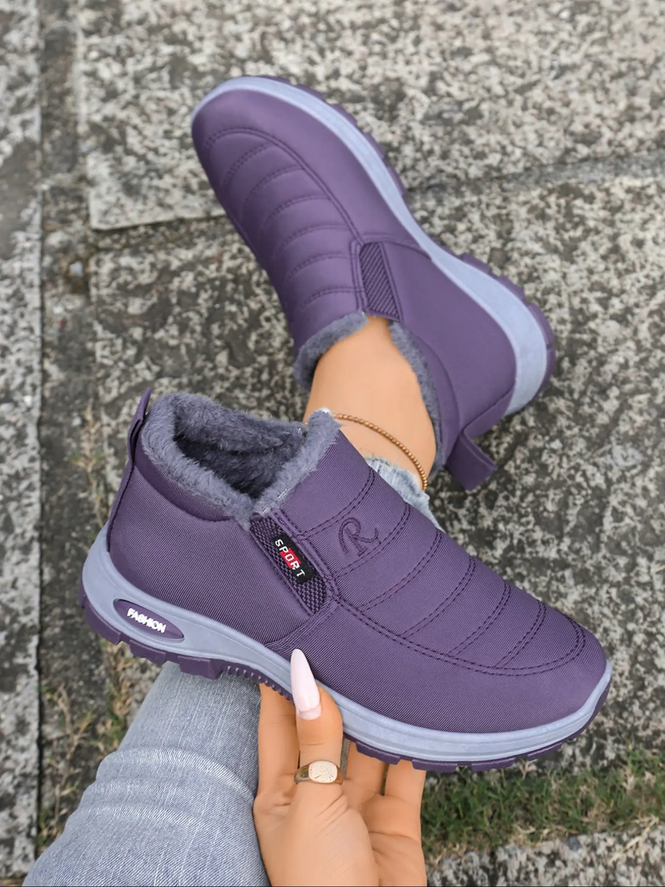 Women's Casual Winter Short Boots, Winter Booties, Solid Color Thick Sole Warm Anti-Slip Round Toe Slip-On All-Season Comfortable Shoes, Footwear Boot