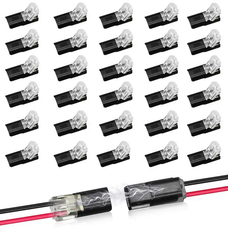 Double-Wire Plug-in LED Light Strip Connectors - 2-Pin Low Voltage Solderless Wire Connectors with Locking Buckle, Fast Connect Terminal Plugs for Automotive Wiring, Home Safety Essentials