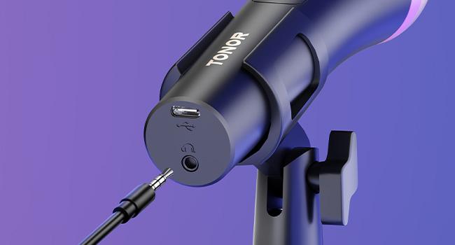 TONOR TD310/TD310+ USB/Type C Dynamic Microphone with Quick Mute Function, RGB Lighting, and Compatible with Phone, PC, PS4/PS5, and Studio Recording