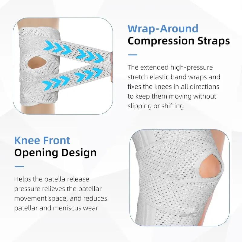 Knee Brace with Side Stabilizers for Meniscal Tear Knee Pain ACL MCL Arthritis Injuries Recovery, Breathable Adjustable Knee Support for Men and Women-MM【0】