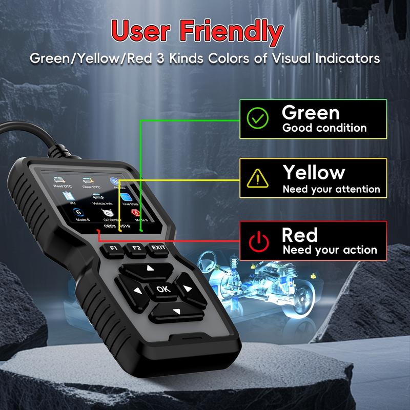 V519  OBD2 Car Scanner – Professional Engine Fault Code Reader with Comprehensive Diagnostic Functions, Reset Feature, I/M Readiness Support, 10 Language Modes, USB-Powered Design – Must-Have for Car Owners & Mechanics