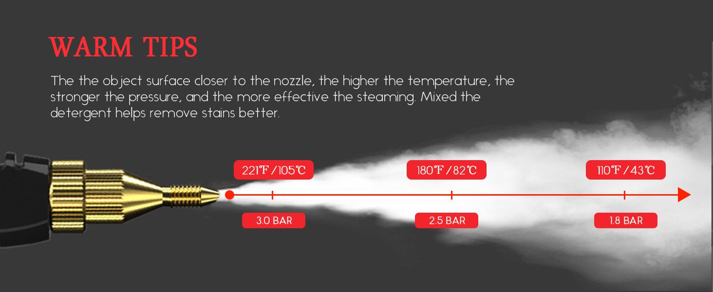 2500W Portable Handheld Steam Cleaner High Temperature Pressurized 2.2m Flexible Spray Gun 3 Brush Heads for Kitchen Bathroom Car