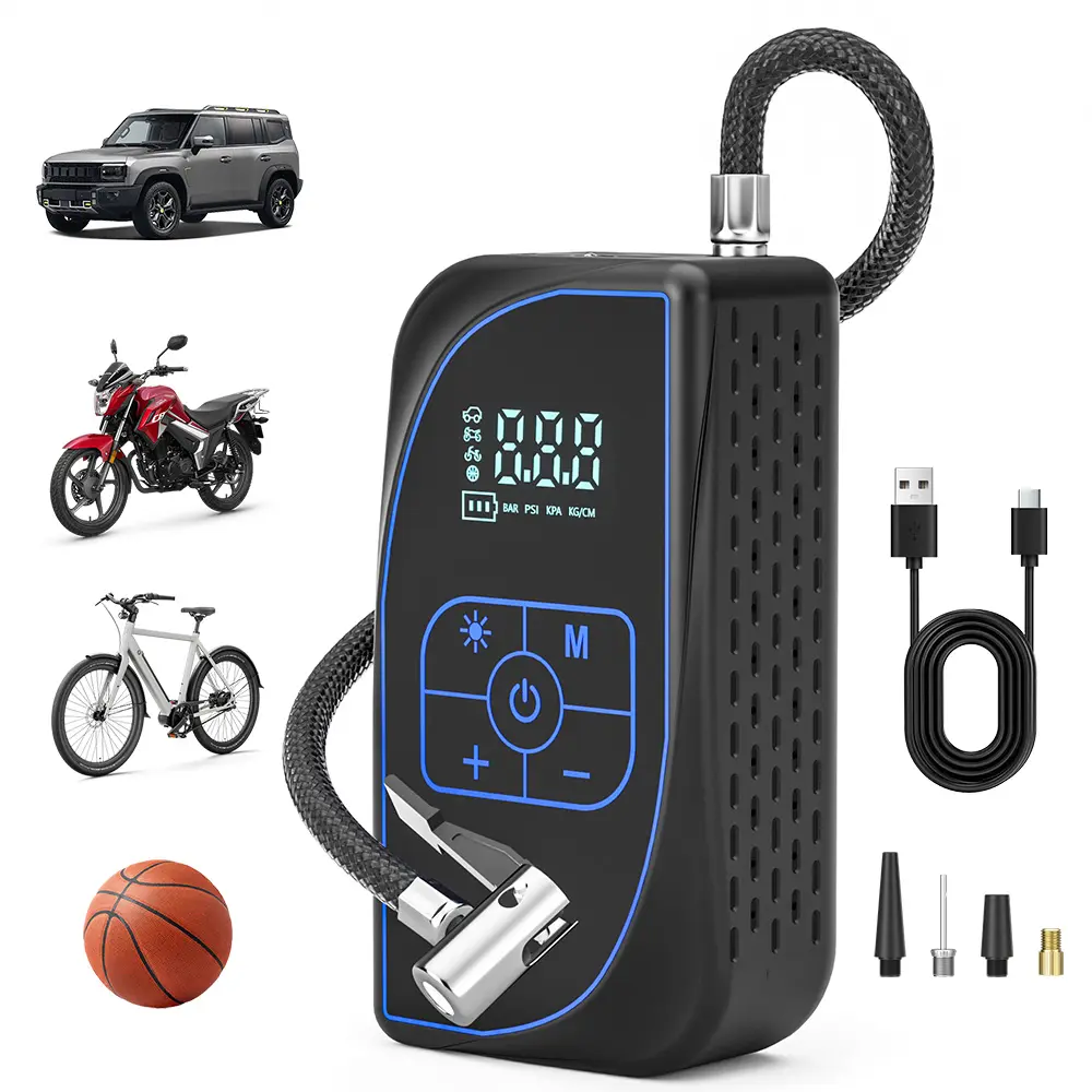 【Global Curated Product】Tire Inflator Portable Air Compressor Cordless Mini Bike Pump with Digital Display, 3X Fast Inflation, 150 PSI Car Tires Air Pump With LED Lights & Pressure Gauge for Car, Motorcycle, Bike, Balls #BackToSchool