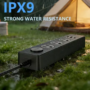 SOLL Waterproof Power Strip (1250J), 3 AC Outlets with 1 USB-A & 2 USB-C Ports, Multi-Device Charging, 5.18ft Extension Cord, 15W Fast Charging, Essential for Home/Office/Dorm, IPX9 Certified