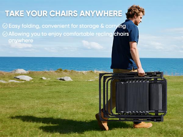 Zero Gravity Chair, Reclining Camping Lounge Chair, Reclining Patio Chairs with Cup Holder Trays and Removable Cushion, Folding Recliner for Indoor and Outdoor Zero Gravity Chair, Reclining Camping Lounge Chair, Reclining Patio Chairs with Cup Holder Trays and Removable Cushion, Folding Recliner for Indoor and Outdoor