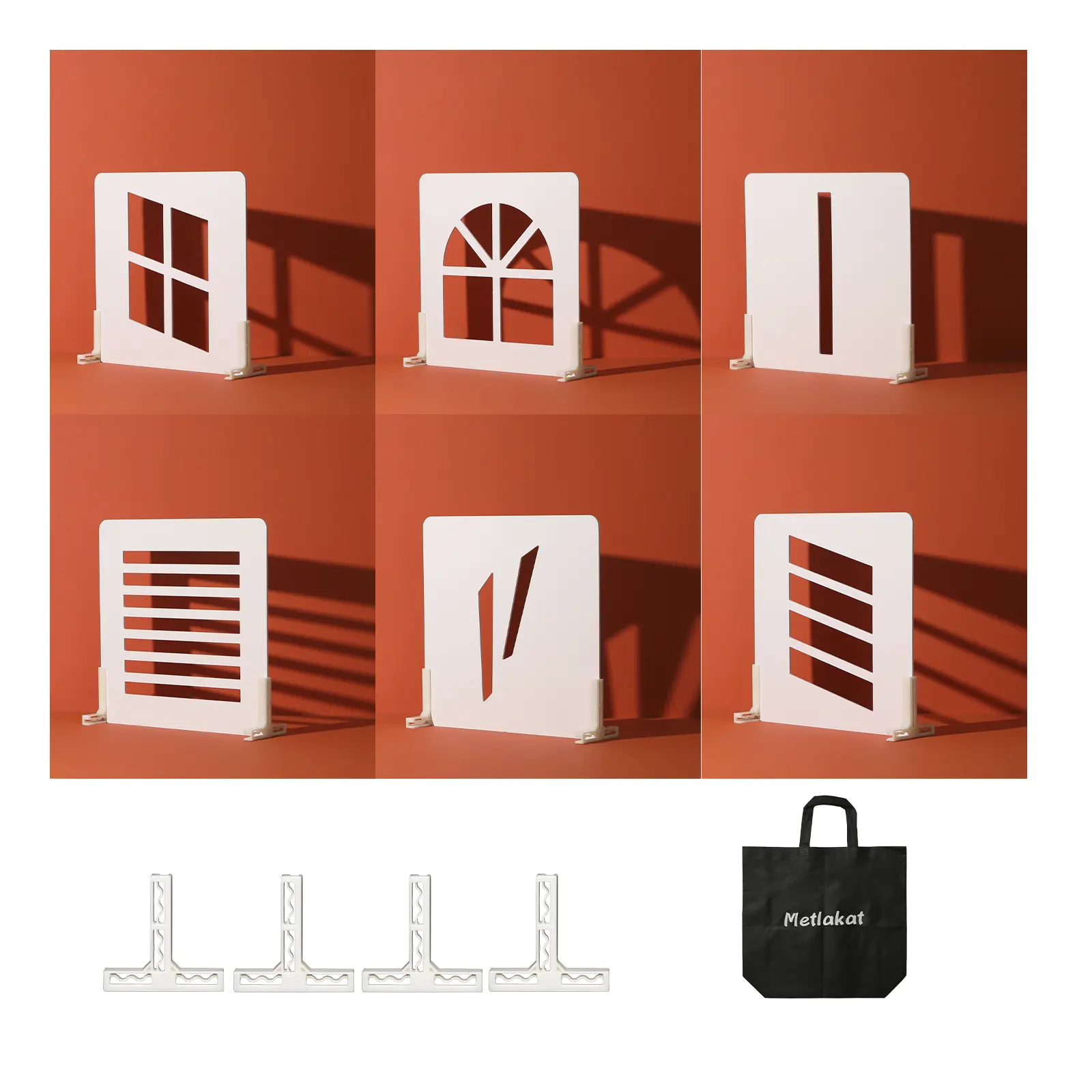 6PCS 12x12 Inch Product Photography Props, Shadow Backdrop Boards for Food & Jewelry, Flat Lay Table Top Photoshoot with Bag and T-Stand, Metlakat Camera