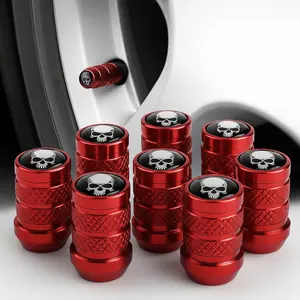 8PCS Skull Tire Valve Stem Caps, Universal Aluminum Alloy Skeleton Valve Caps with Rubber Seals, Corrosion Resistant, Leak-Proof, Compatible with Cars, Trucks, SUVs, Motorcycles, and Bicycles