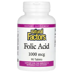 Natural Factors Folic Acid, 1,000 mcg, 90 Tablets