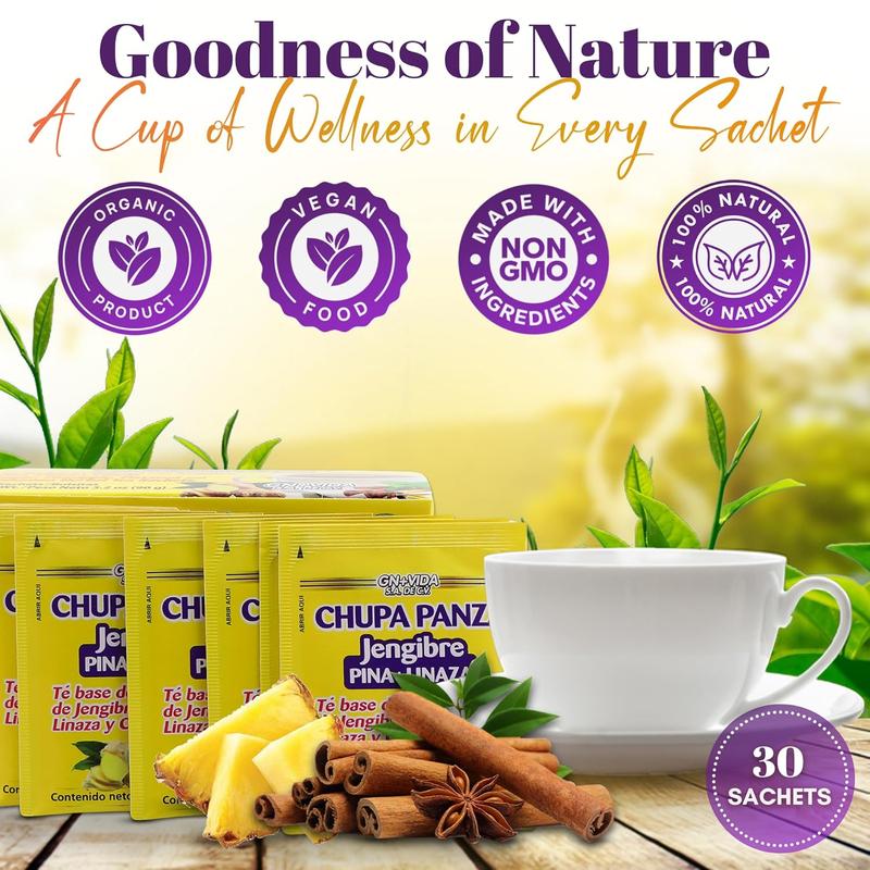 GN+VIDA Chupa Panza Tea (te chupa panza) - 30 Tea Bags, Herbal Supplement Beverage, Fruit Flavor, Dietary Supplement