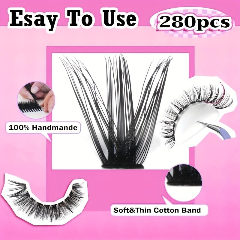 DIY Volume Lash Extension Kit  Clusters 40D+50D D Curvature Individual Lashes 280 pcs Thick & Thin Band Cluster Lashes with Bond Seal Tweezers for Adults