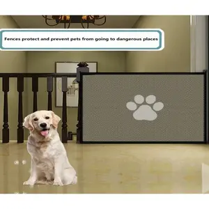 Mesh Pet Barrier Fence Folding Dog Gate, Portable Breathable Separation Guard for Stairs Entrance, Sturdy Non-Slip Safety Playpen for Dogs Cats Baby Kids Indoor Outdoor Easy Install