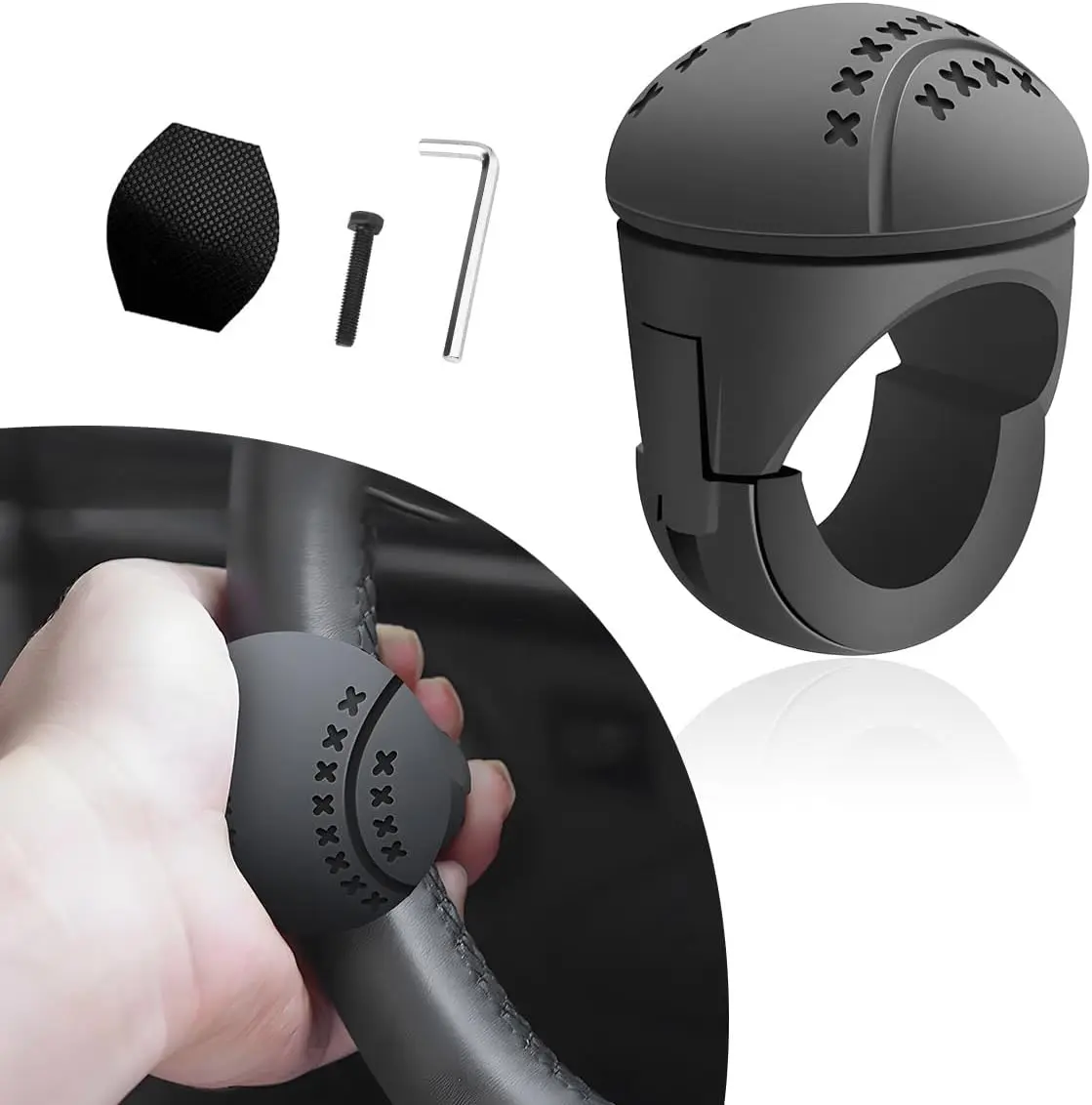 Steering Wheel Spinner, 360° Rotatable Soft Surface Steering Wheel Booster, Anti-Slip Silicone & ABS Steering Wheel Handle Knob with Metal Bearing Balls, Car Accessories