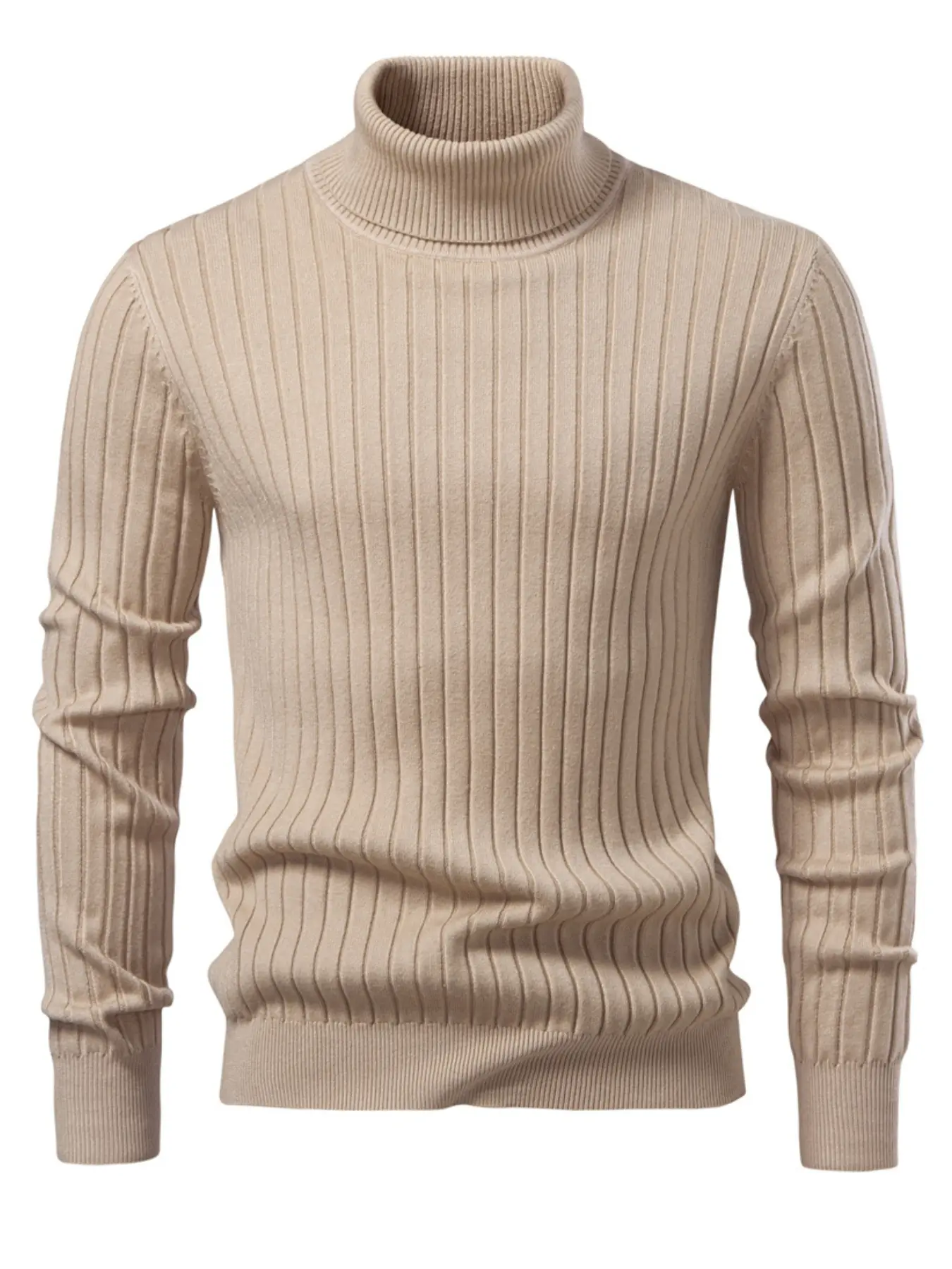 Men's High-Quality Casual Thermal Mock Neck Knitwear Sweater, Long Sleeve, Warm Single Piece Design, Ideal for Cold Weather Comfort & Style
