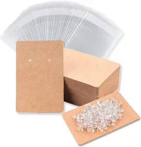 Earring Display Cards with 100 Pcs Earring Holder Cards 200 Pcs Earring Backs and 100 Jewelry Packaging for Earrings Necklace Jewelry Bags 3.5X2.4 Inches (Brown) BOOMIBOO
