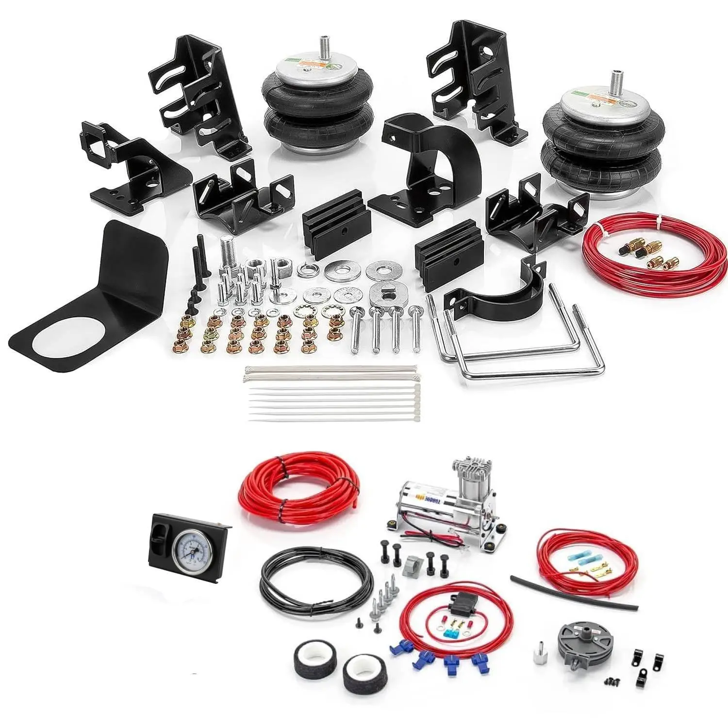 TORQUE Bolt-On Air Bag Suspension Kit Set with Internal Jounce Bumper, Onboard Air Compressor for 2011-2016 Ford F250-F350, 2011-2013 F450 2WD-4WD Super Duty, 7500 lbs Load Carry & Improved Ride Quality