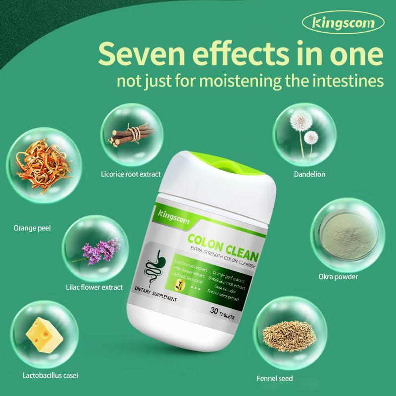 Kingscom Advanced Colon Cleanse - Okra Fiber Formula 30 Tablets Caffeine-Free Gut Health Detox Support Natural Dietary Supplement Healthcare Optimum Fitness Extra Strength Digestive System Vitamin Edible Bathroom