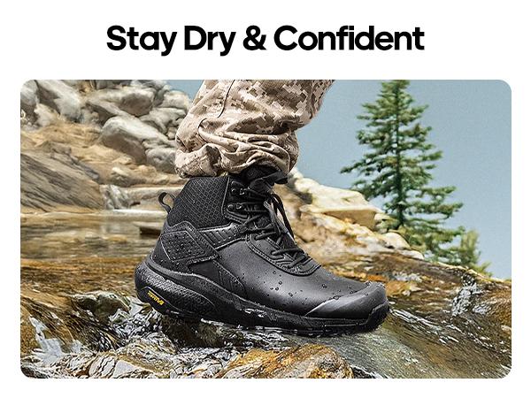NORTIV 8 VaporGuard Men's Waterproof Military Tactical Boots Black Closed Ankle-high Design YKK Zipper Hook-Loop Strap Closure Breathable Durable NORTIV 8 VaporGuard Men's Waterproof Military Tactical Boots Black Closed Ankle-high Design YKK Zipper Hook-Loop Strap Closure Breathable Durable