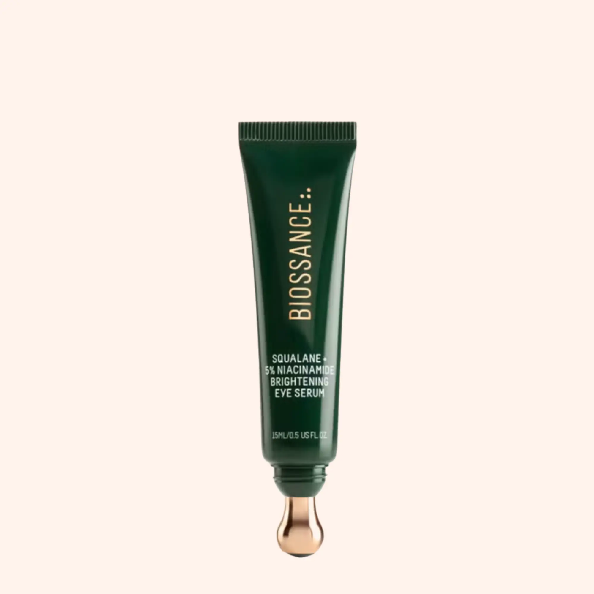 Biossance Squalane + 5% Niacinamide Eye Serum – Brightening & Depuffing Treatment for Dark Circles – Vitamin C & Caffeine Formula – Stainless Steel Rollerball for Soothing Massage – For All Skin Types