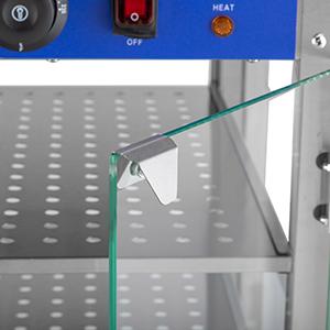 ROVSUN 2/3-Tier Food Warmer, 800W Commercial Food Warmer Display Electric Countertop Food Pizza Warmer with LED Lighting Removable Shelves Glass Door, Pastry Display Case for Buffet Restaurant 110V