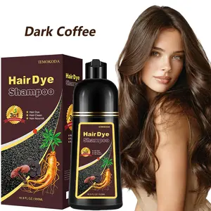Instant  Dark Coffee Hair Dye Shampoo for Gray Hair, Gentle Herbal Formula Safe for Damaged Hair, 3-in-1 Semi-Permanent Coloring Shampoo for Men & Women, Covers Gray Hair in 10–15 Minutes, Washes In Rich Color 500ml / 16.9 fl oz