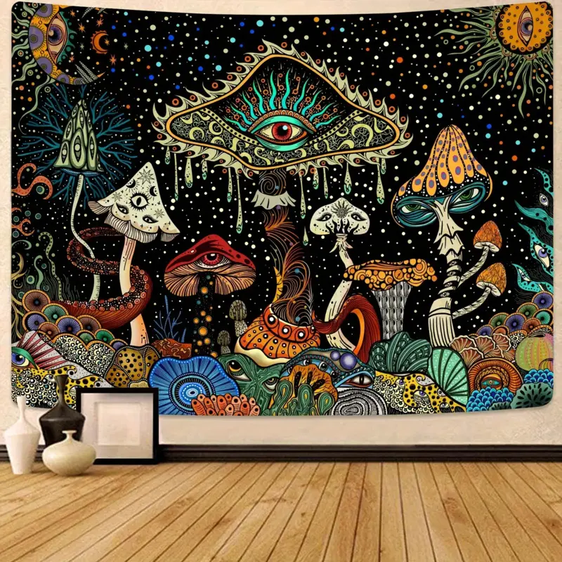 Neon,Nature,Sun,Mushroom,Hippie Tapestry Bohemian  Hanging Polyester Bedroom Decor Gift bedroom tapestry  decor tapestry Custom Tapestry Upload Images stylish home accessory Aesthetic  Hanging Tapestry Extra Large Day of the Dead Tapestry religious  art w