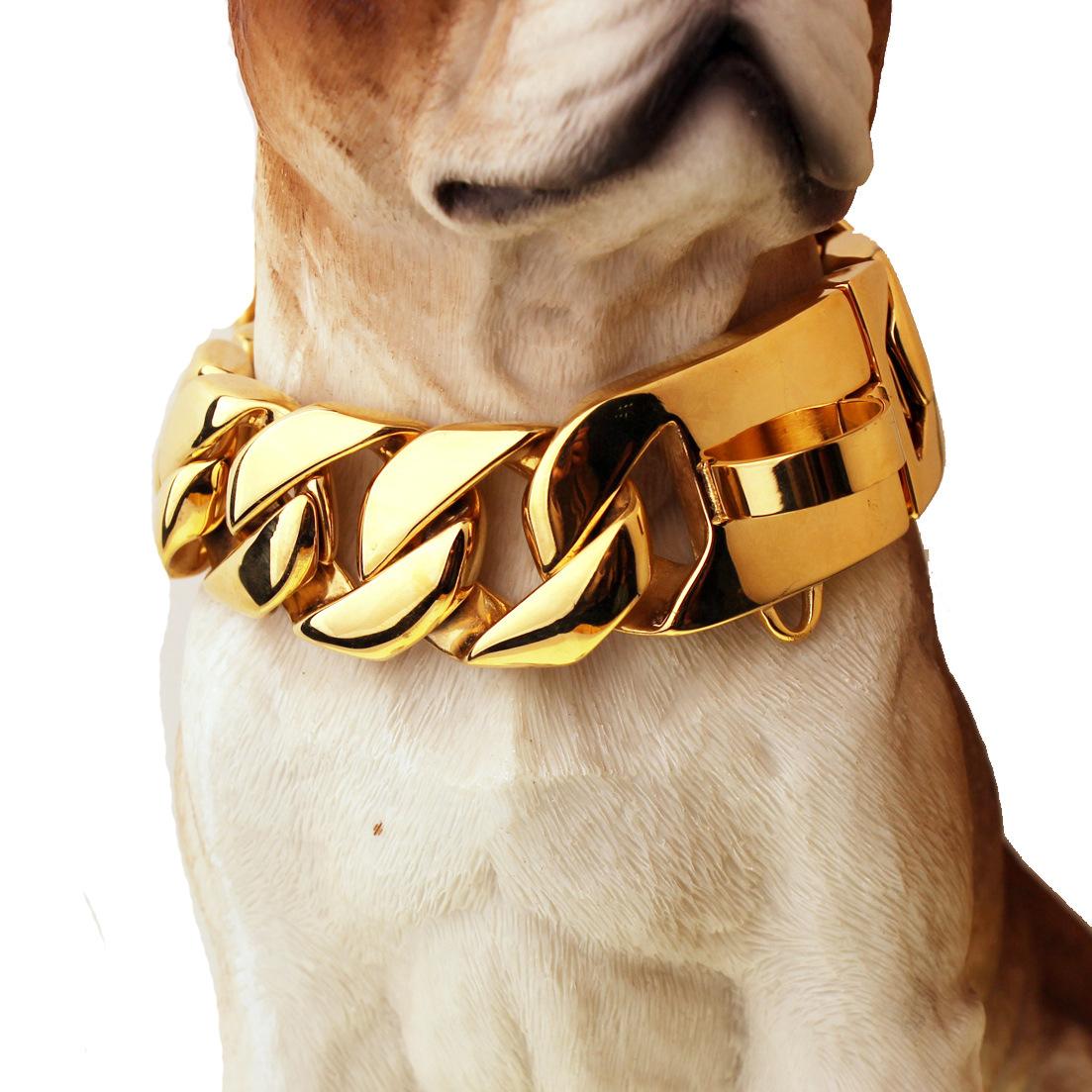 32mm Stainless Steel Dog Collar Dog Necklace Gold Dog Chain Fierce Dog Castro Bully Doberman Bulldog Dog Chain