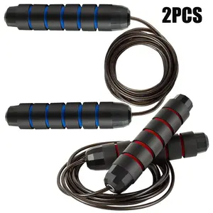 Jump Rope, Ball Bearings Tangle-Free Rapid Speed Cable Skipping Rope for Women, Aadult Iump Ropes Jump Rope for Men, Workout Jump Rope,Women and Kids - Jump Ropes for Fitness 2 Pack(Blue + Red) Emlimny